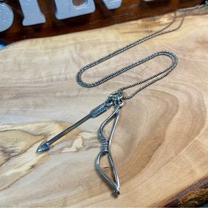 Artisan Handmade Sterling Silver Bow and Arrow Necklace
